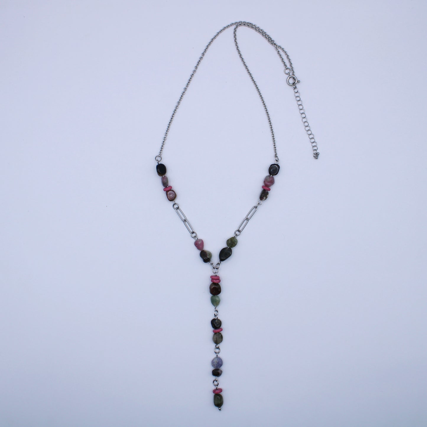 Collier Y en tourmaline multicolore - Collection Eclosion