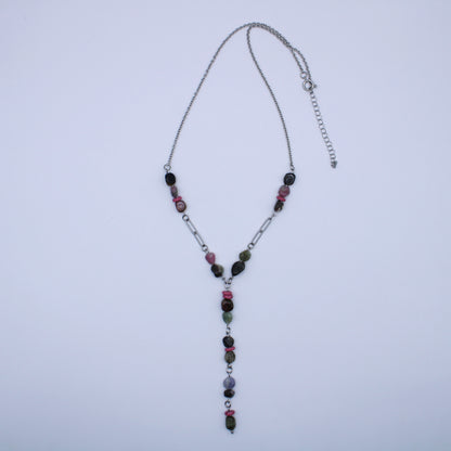 Collier Y en tourmaline multicolore - Collection Eclosion