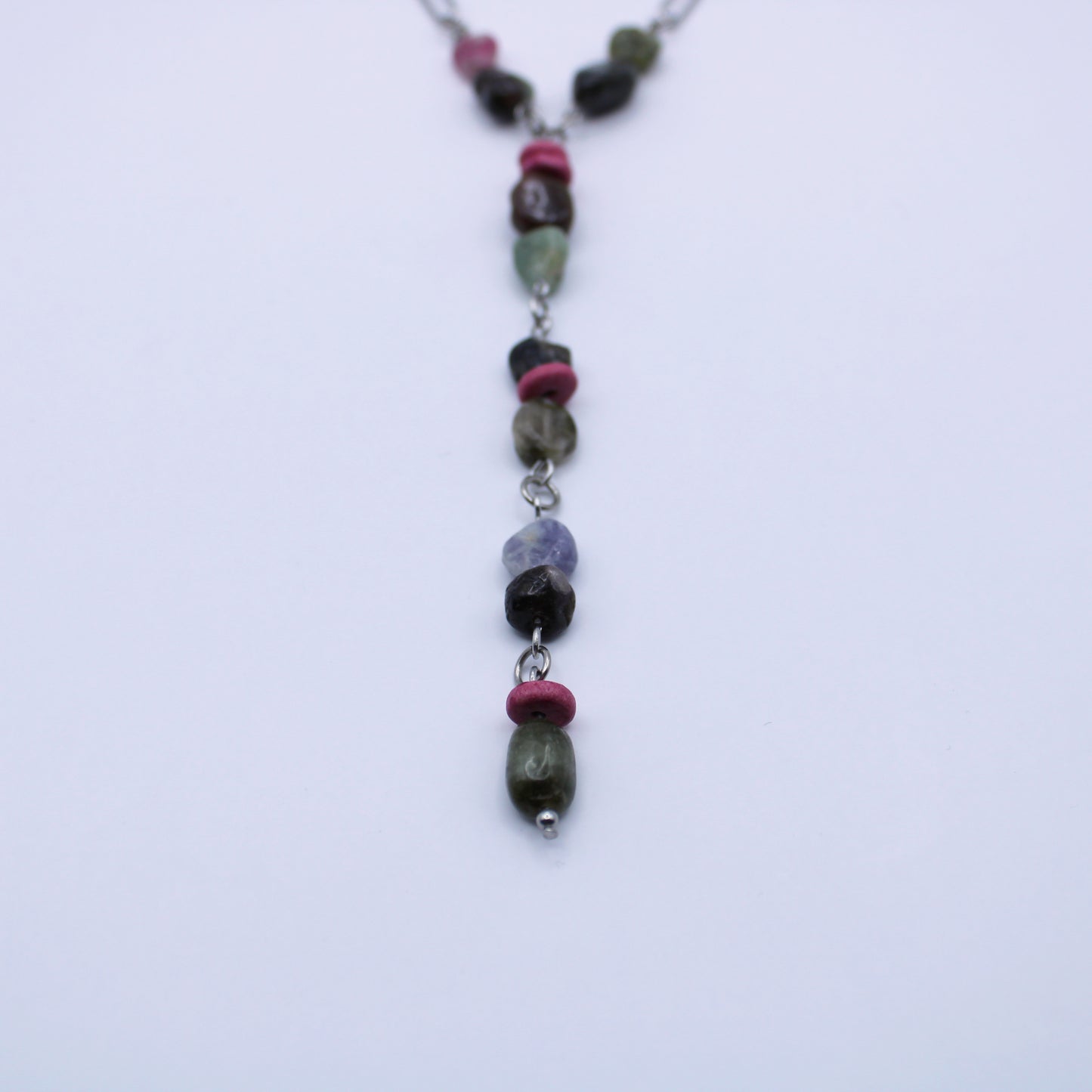 Collier Y en tourmaline multicolore - Collection Eclosion