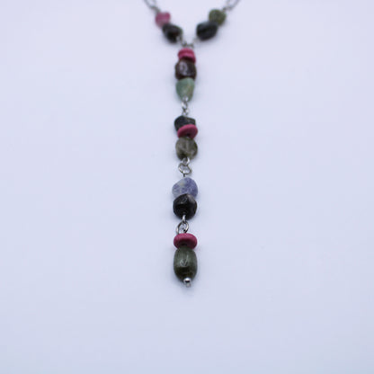 Collier Y en tourmaline multicolore - Collection Eclosion