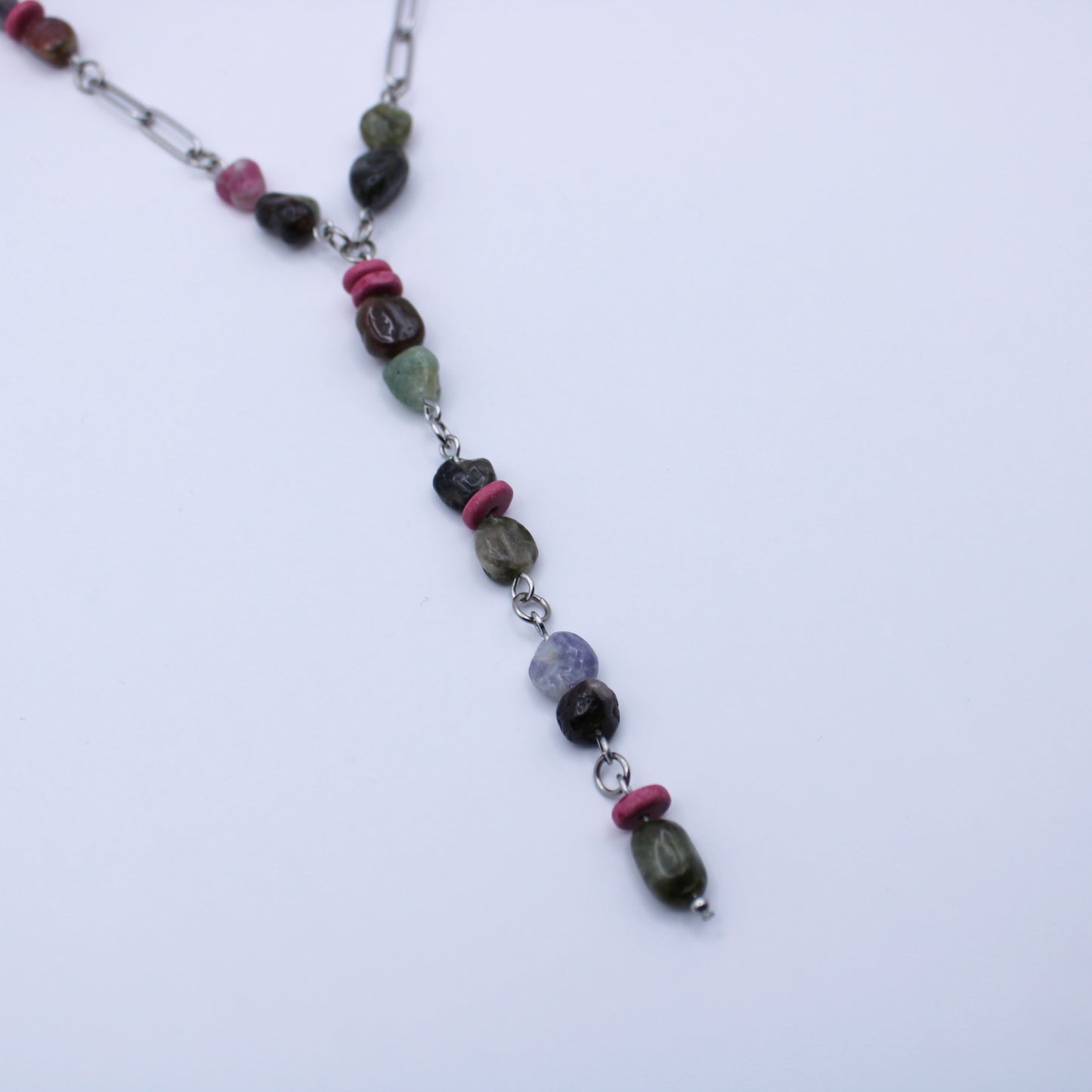 Collier Y en tourmaline multicolore - Collection Eclosion