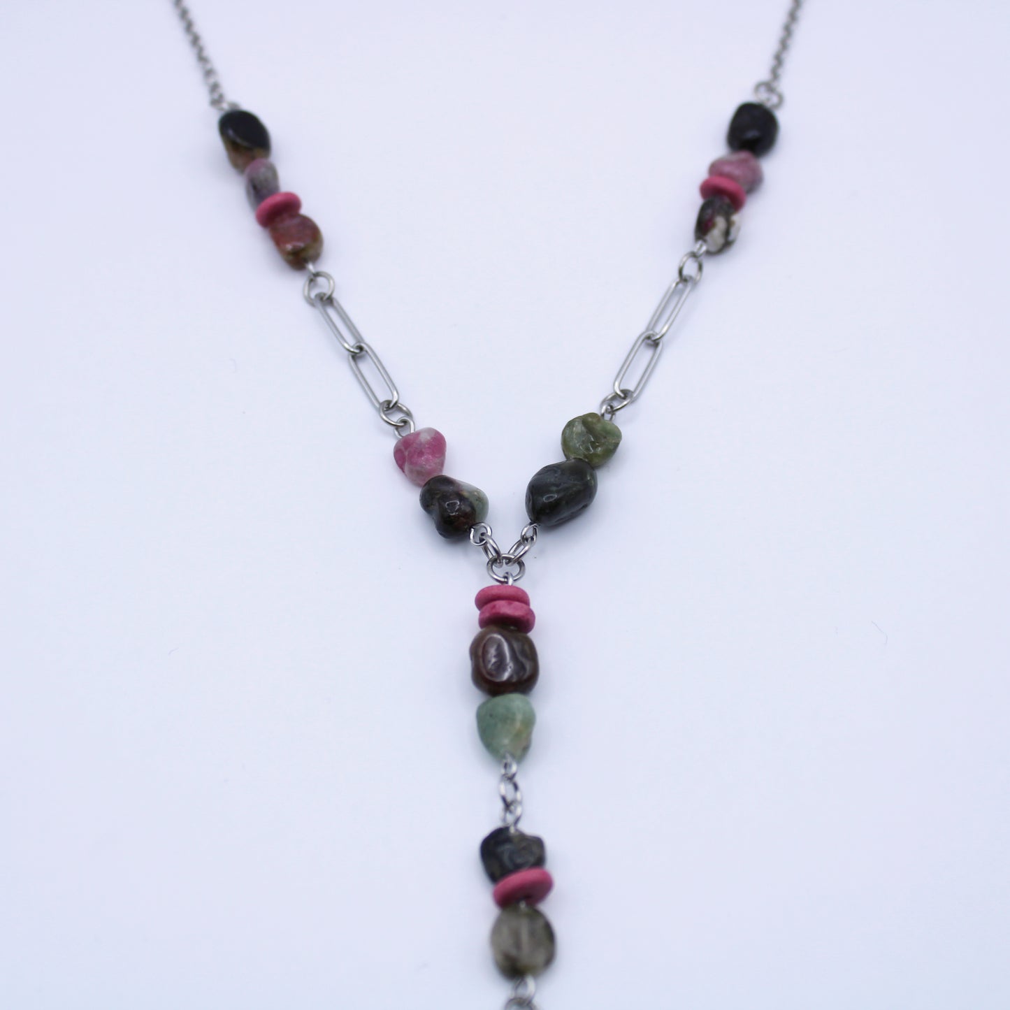 Collier Y en tourmaline multicolore - Collection Eclosion