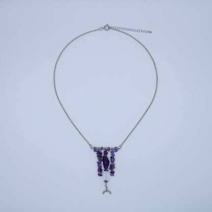 Collier lunaire améthyste et cristal de roche