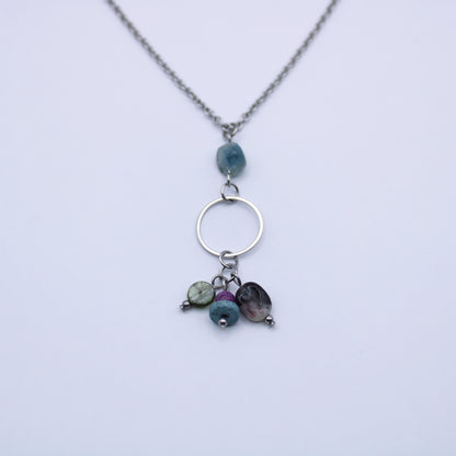 Collier avec pendentif en tourmaline multicolore - Collection Eclosion