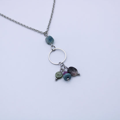 Collier avec pendentif en tourmaline multicolore - Collection Eclosion