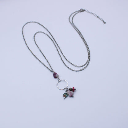 Collier avec pendentif en tourmaline multicolore - Collection Eclosion