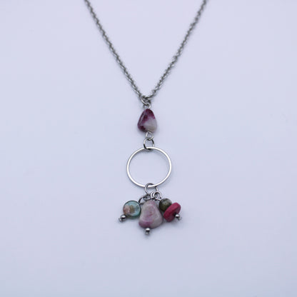 Collier avec pendentif en tourmaline multicolore - Collection Eclosion