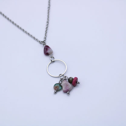 Collier avec pendentif en tourmaline multicolore - Collection Eclosion