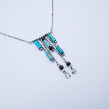 Collier tubes en régalite turquoise