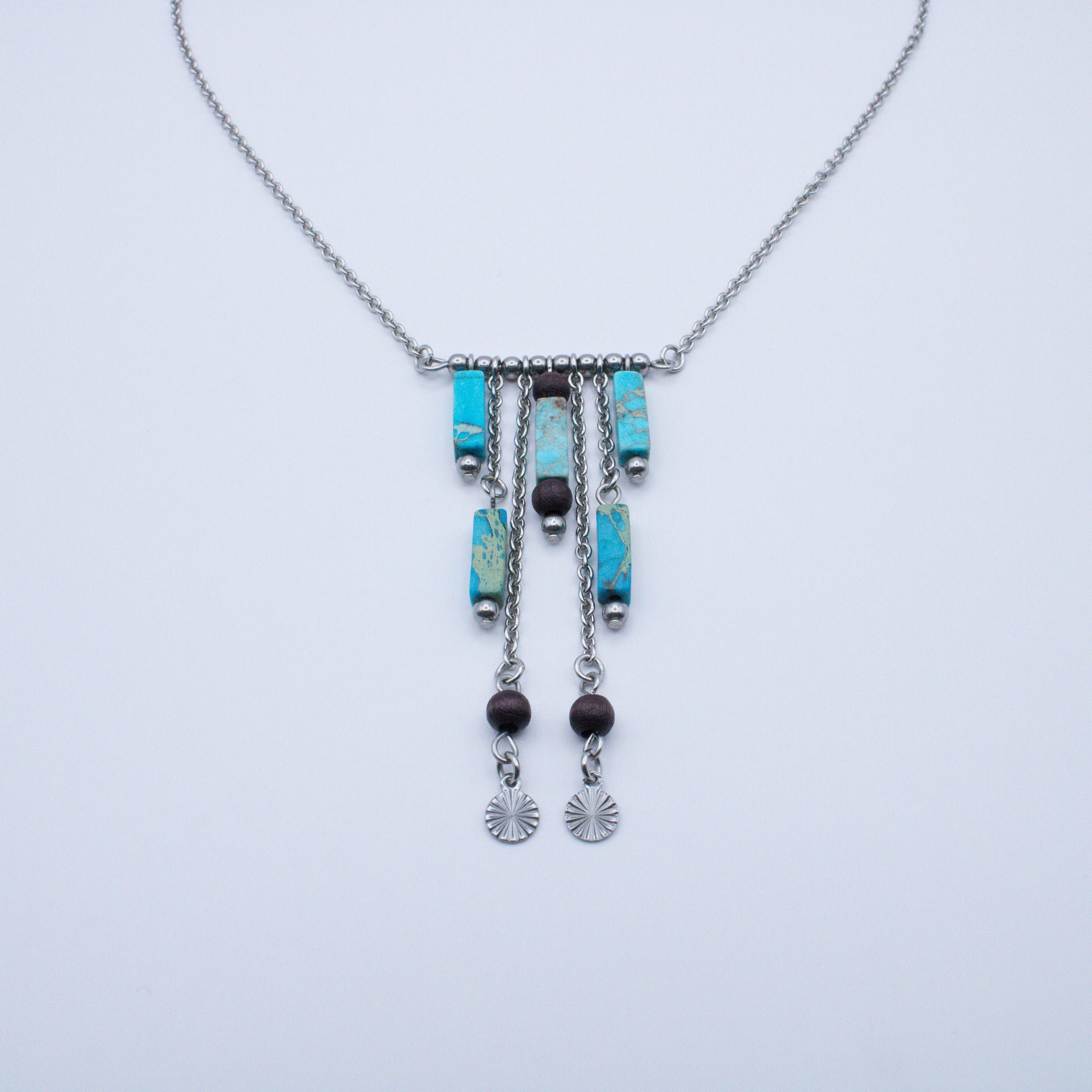 Collier tubes en régalite turquoise