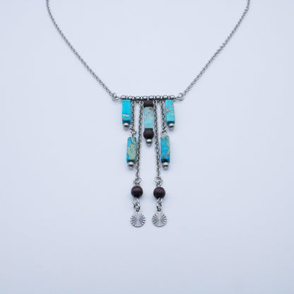 Collier tubes en régalite turquoise