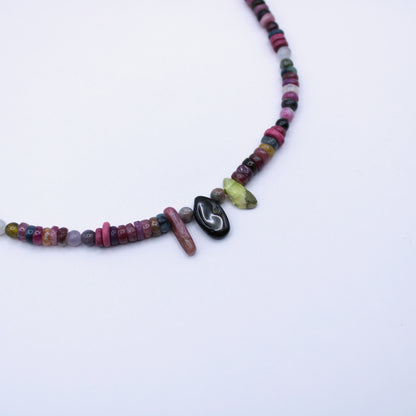 Collier en perles tourmaline multicolore - Collection Eclosion