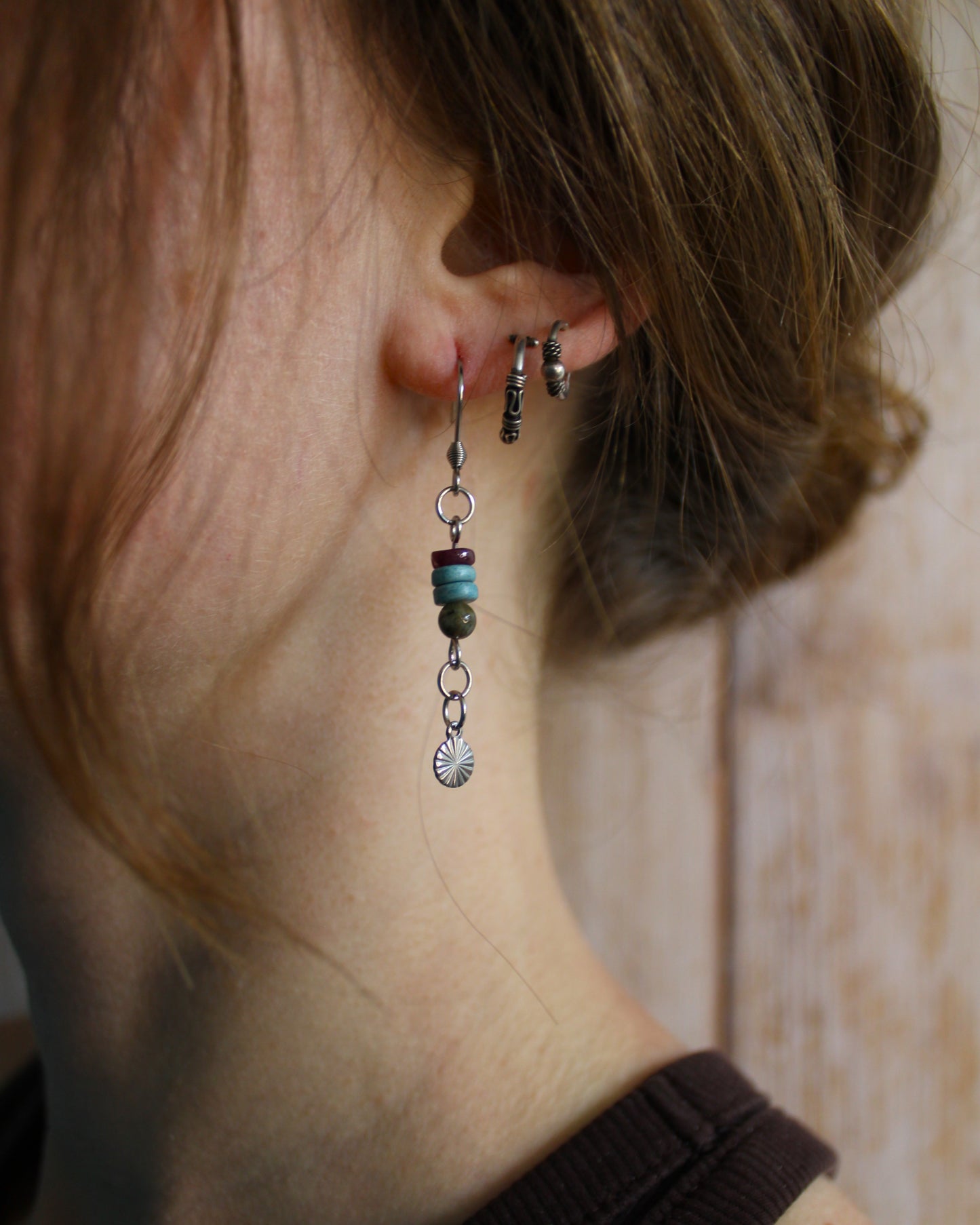 Boucles d'oreilles en tourmaline multicolore - Collection Eclosion