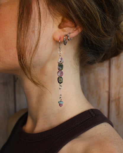 Boucles d'oreilles en tourmaline multicolore - Collection Eclosion