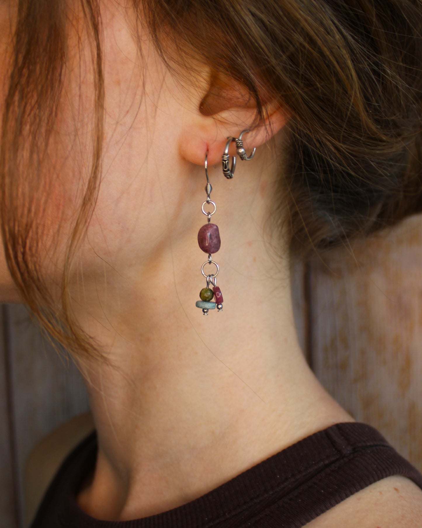 Boucles d'oreilles en tourmaline multicolore - Collection Eclosion