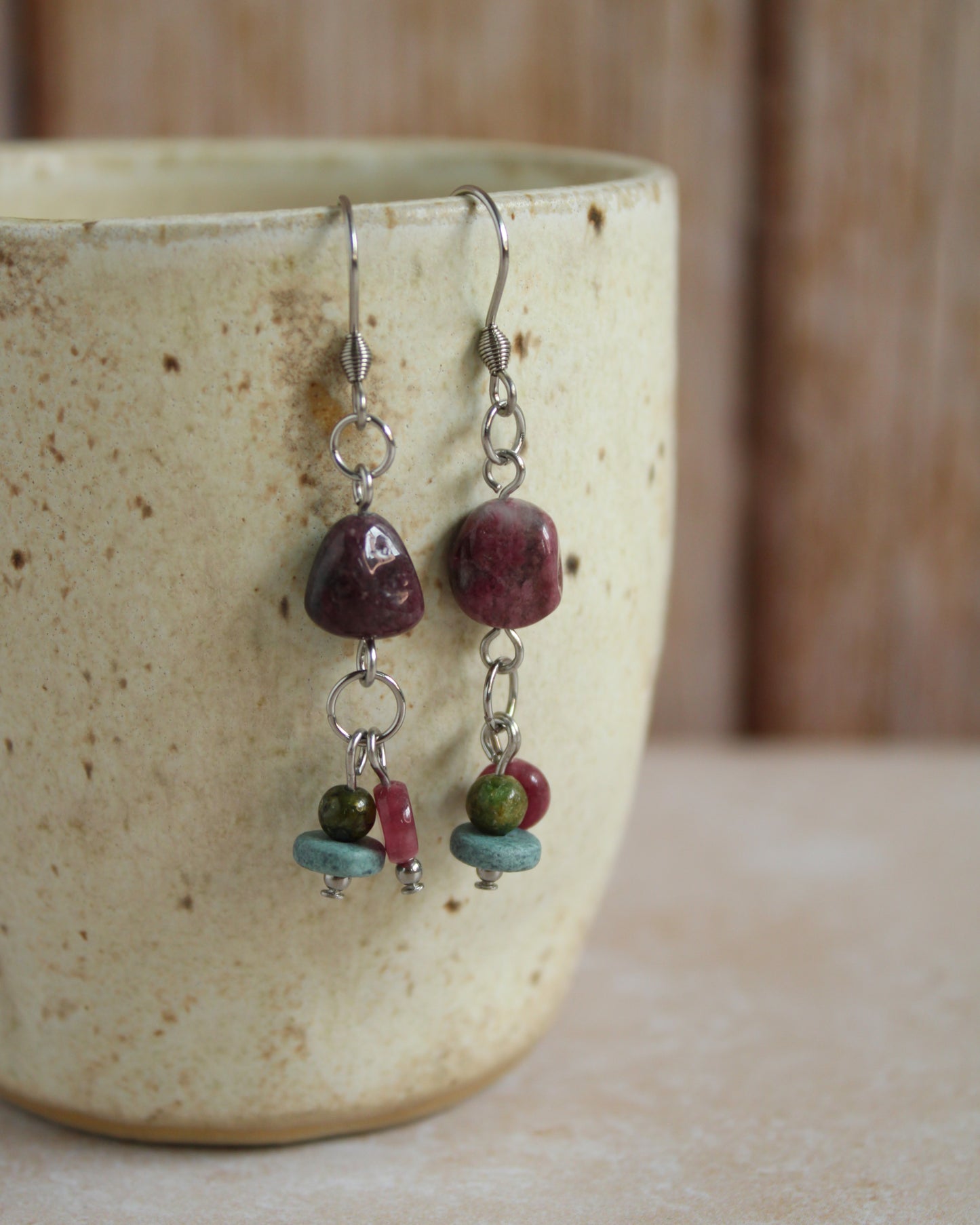 Boucles d'oreilles en tourmaline multicolore - Collection Eclosion