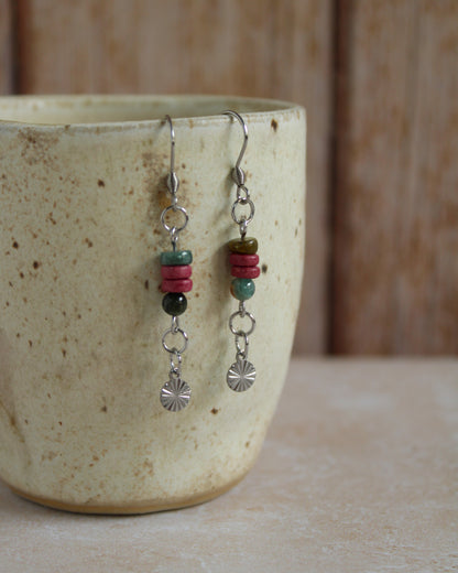 Boucles d'oreilles en tourmaline multicolore - Collection Eclosion